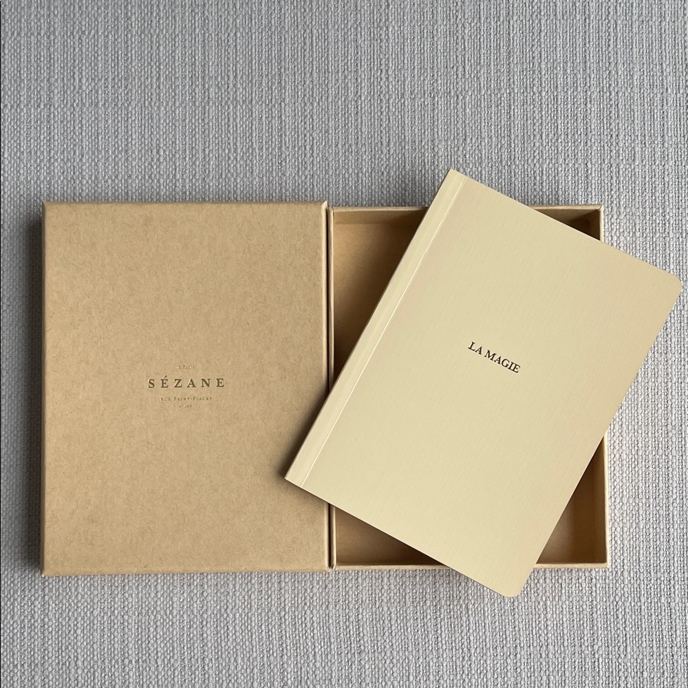 Sezane La Magie Cream Notebook in box